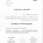 گواهی حضور در سمینار آموزشی مربی اِس جِی زینب رحیمی