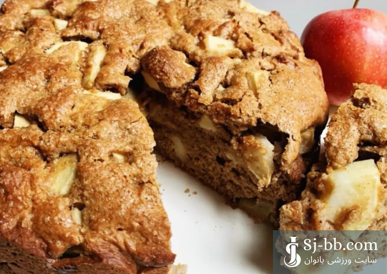 کیک رژیمی جو دوسر و سیب و گردو