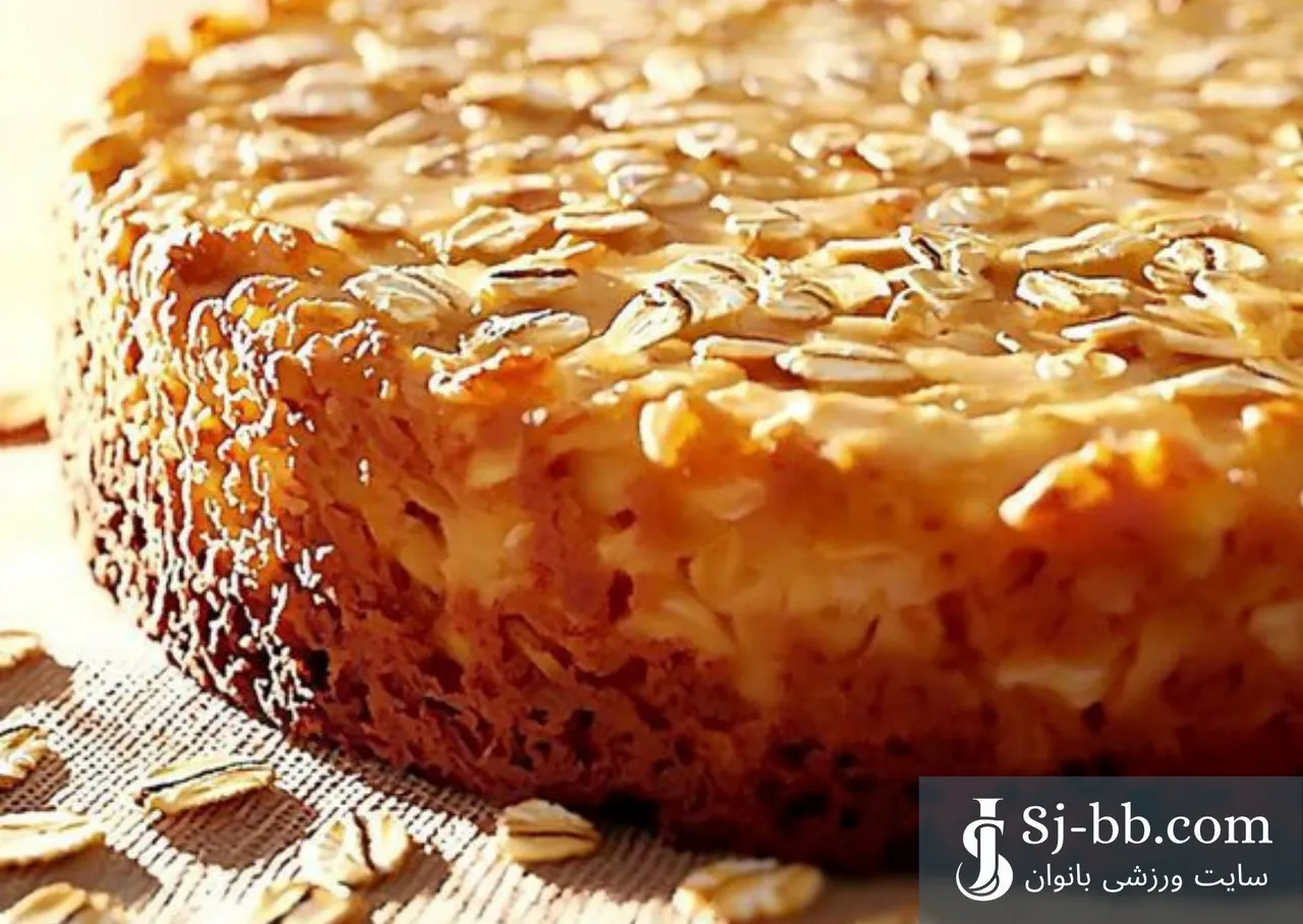 کیک رژیمی با جو دوسر موز و کره بادام زمینی