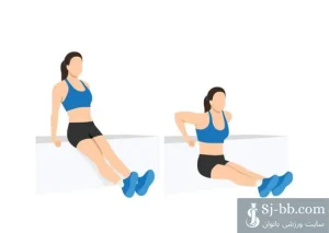 حرکت دیپ نیمکت پا صاف برای تقویت عضلات پشت بازو – Bench Dip Straight Leg Exercise